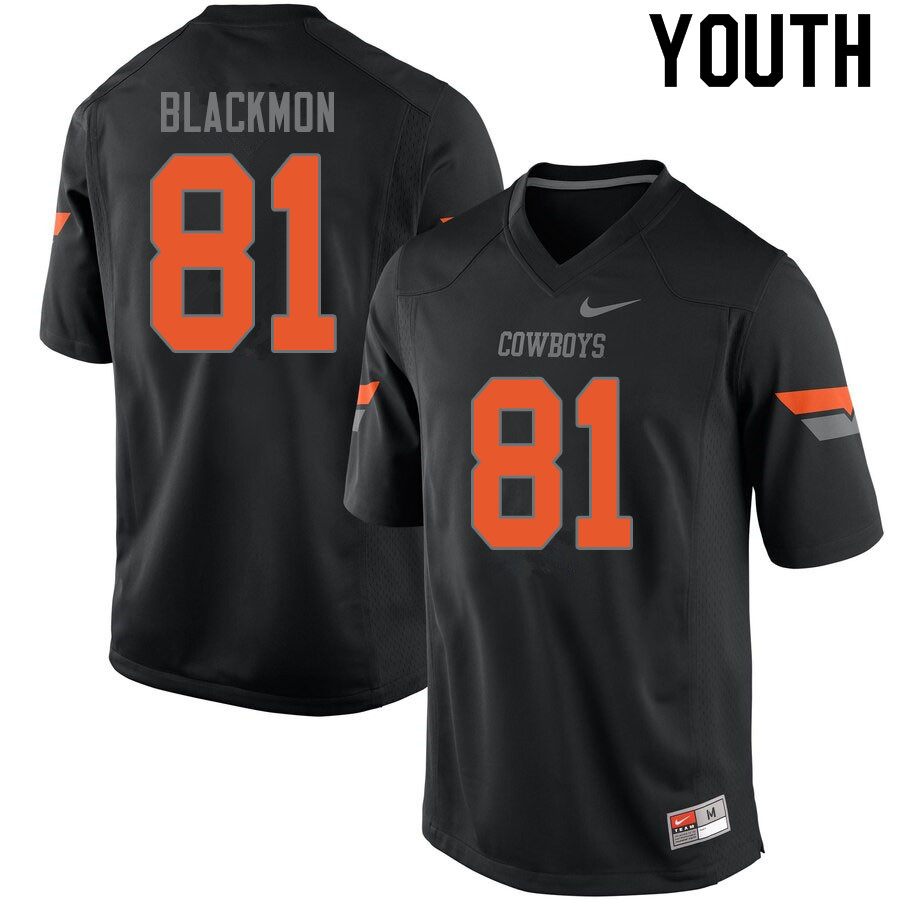 Youth #81 Justin Blackmon Oklahoma State Cowboys College Football Jerseys Sale-Black - Click Image to Close